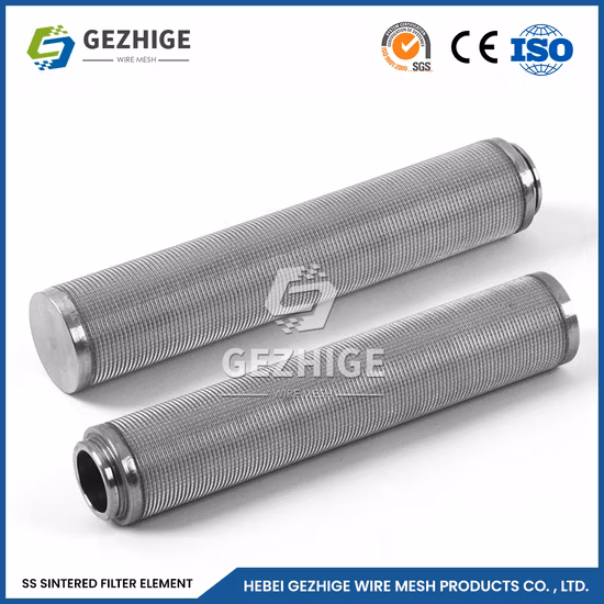 Gezhige Filtro de pó sinterizado Atacadista Interface rosqueada Cartuchos de filtro de malha de metal sinterizado China 2um Elemento de filtro de malha sinterizada de aço inoxidável